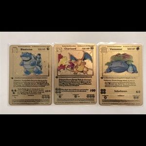 Charizard, Blastoise, Venusaur gold Pokemon Cards